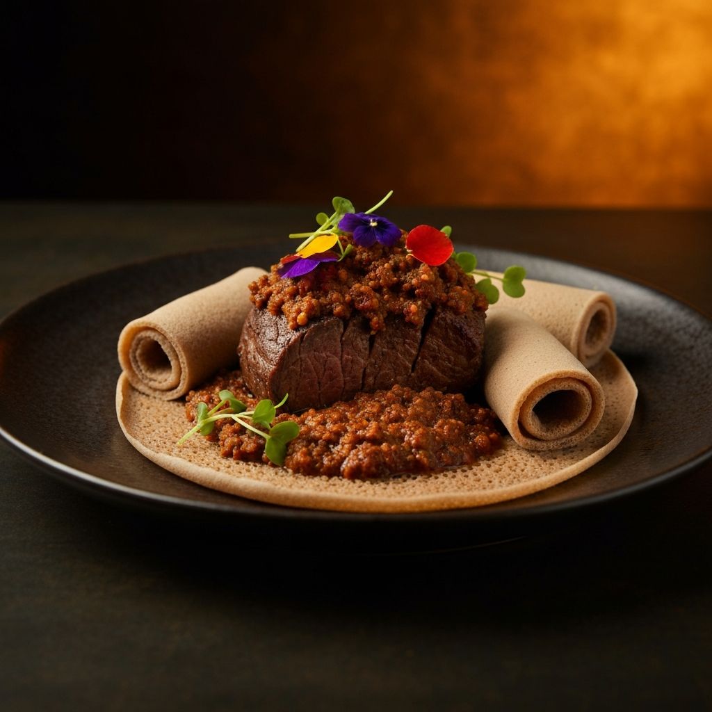 Beautifully plated modern Ethiopian fine dining dish